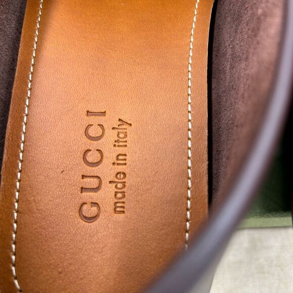 Men’s Gucci Aryton web striped leather driver loafers size 13 fits 13.5 US - Picture 7 of 11